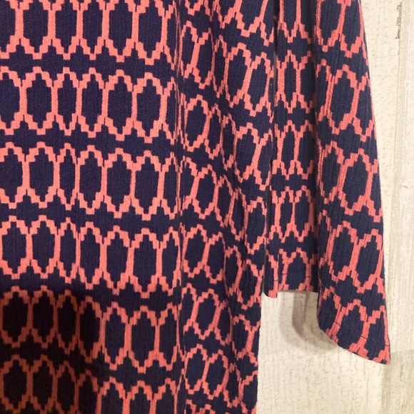 J. Crew Pink Blue V-Neckline 3/4 Sleeve Tunic Blouse Medium - Picture 4 of 9